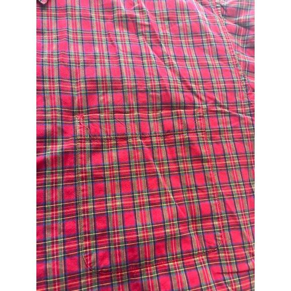 Eddie Bauer Shirt Adult XL Red Blue Plaid Long‎ Sleeve Button Front Mens - Picture 3 of 6